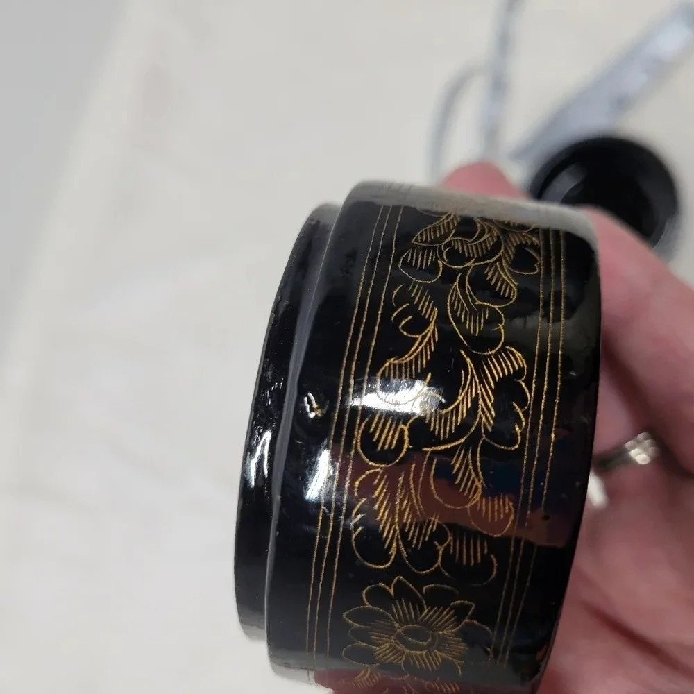 SOLD                  Hand-Painted Ornate Jewelry Wood Paper Mache Trinket Box - - Picture 10 of 16